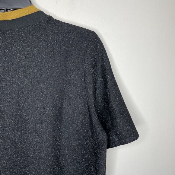 SCOTCH & SODA Top Women Medium Black Metallic Short Sleeve Shirt Viscose Stretch - Picture 5 of 8